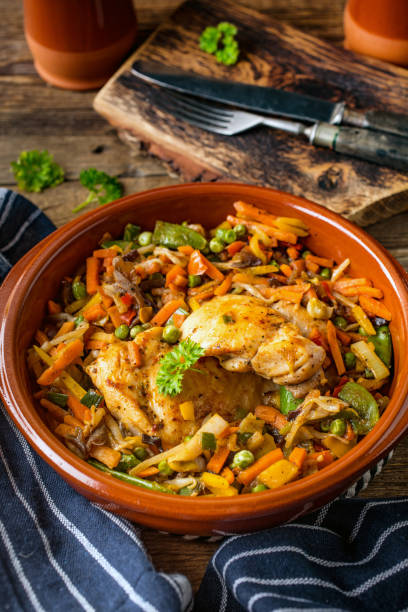 istock Fried chicken fillet with vegetables. 1135592275