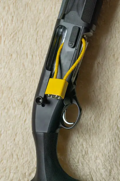 Photo of Shotgun with Chamber Lock Showing Gun Safety