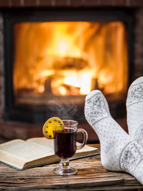 istock Warming and relaxing near fireplace. 1135598941