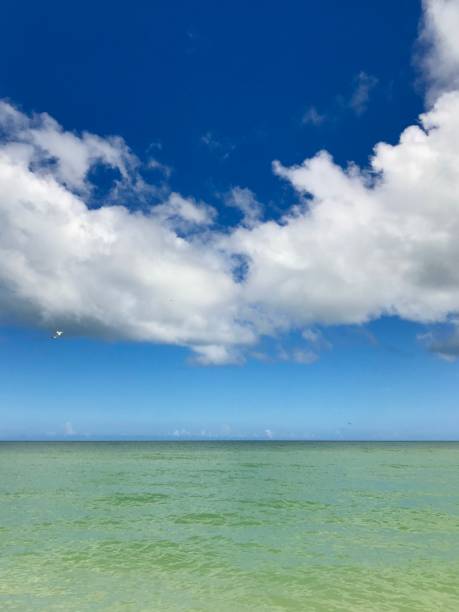 istock Sea, sky and clouds on a beach in the Mexican southeast 1135603154