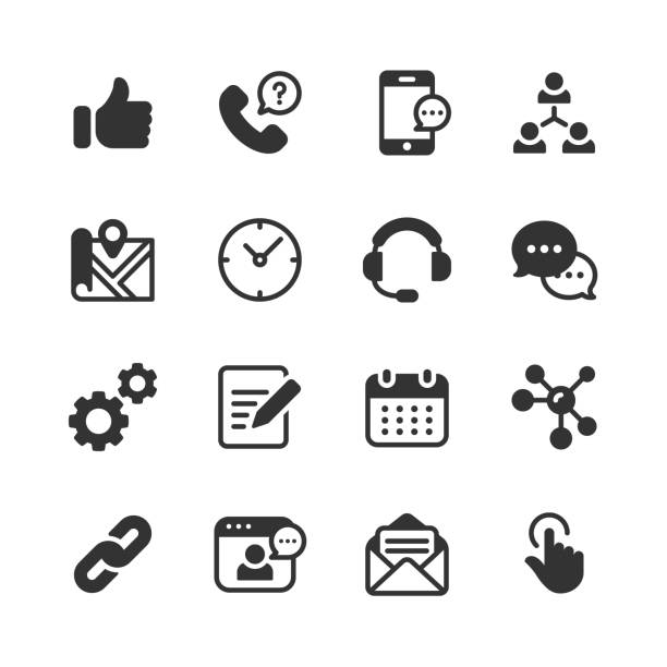 skontaktuj się z nami ikony glifów. pixel perfect. dla urządzeń mobilnych i sieci web. zawiera takie ikony jak telefon, wsparcie, lokalizacja, strona główna, wizytówka. - smart phone writing assistance business stock illustrations
