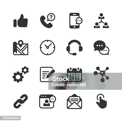 istock Contact Us Glyph Icons. Pixel Perfect. For Mobile and Web. Contains such icons as Telephone, Support, Location, Home, Business Card. 1135603543