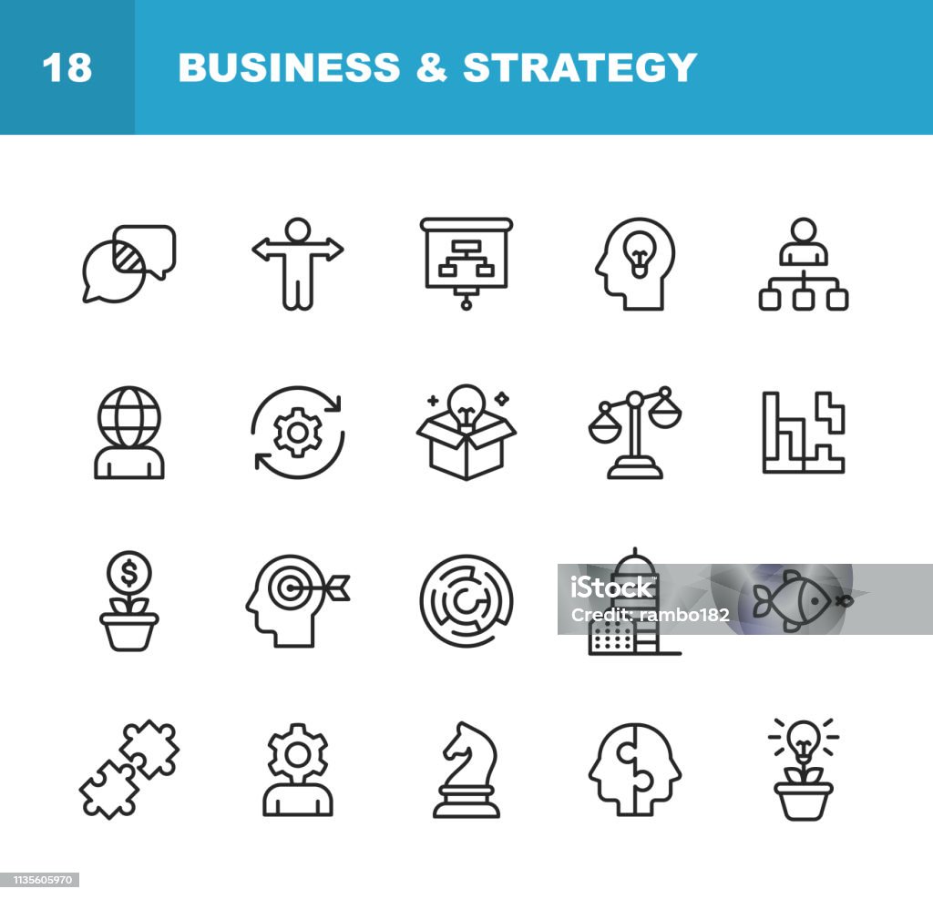 Business and Strategy Line Icons. Editable Stroke. Pixel Perfect. For Mobile and Web. Contains such icons as Business Strategy, Business Management, Time Management, Office Building, Corporate Development. 20 Business and Strategy Line Icons. Icon Symbol stock vector