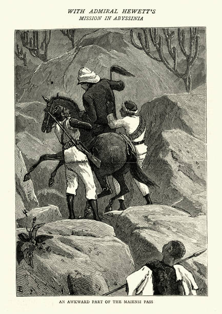 посольство сэра уильяма хьюетта королю иоанну абиссинии - animal africa ethiopia mule stock illustrations