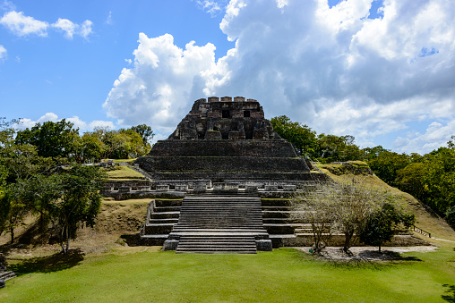Archeological site of the Mayan ruins of Xunantunich (Stone Lady) in Belize, Central America