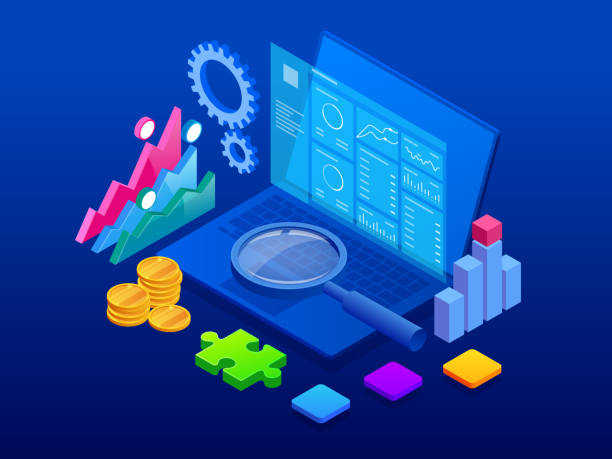 Isometric CRM web banner. Customer relationship management concept. Business Internet Technology vector illustration Isometric CRM web banner. Customer relationship management concept. Business Internet Technology vector illustration. target acquisition stock illustrations