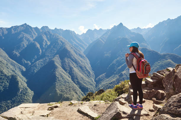 Profile of hiking woman