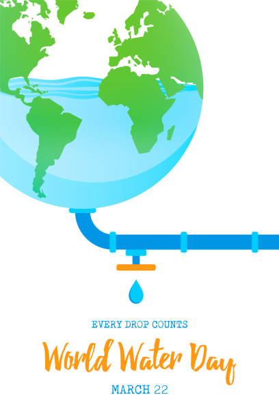 ilustrações, clipart, desenhos animados e ícones de conceito da terra do dia mundial da água para o cuidado do ambiente - dia mundial da agua