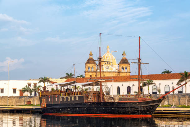 istock Pirate Ship and Church View 1135613258