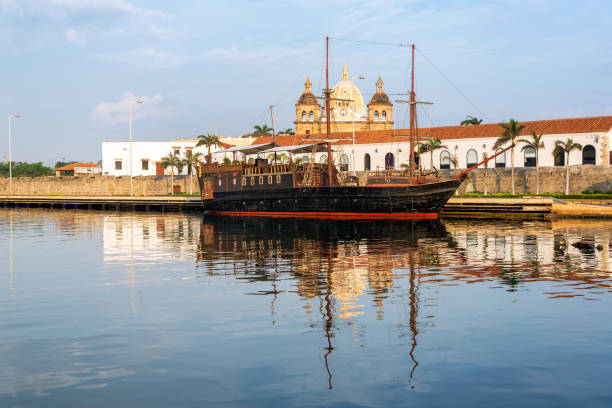 istock Pirate Ship and Church 1135613316
