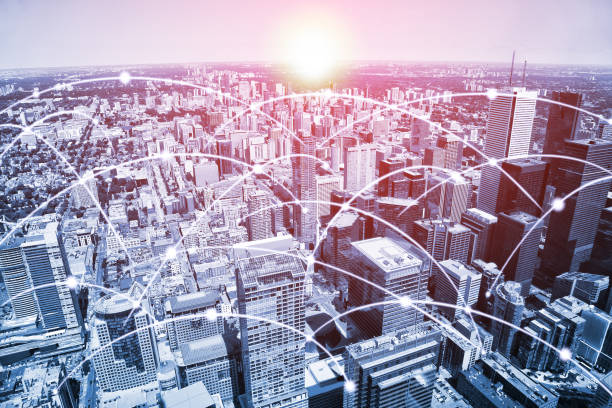 istock Modern urban skyline with digital high-speed data and internet communication network 1135616816