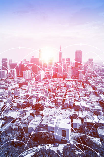 istock Urban San Francisco skyline with digital high-speed data and internet communication network 1135616838