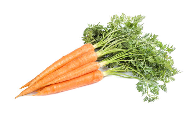 istock Ripe fresh carrots isolated on white background 1135617904