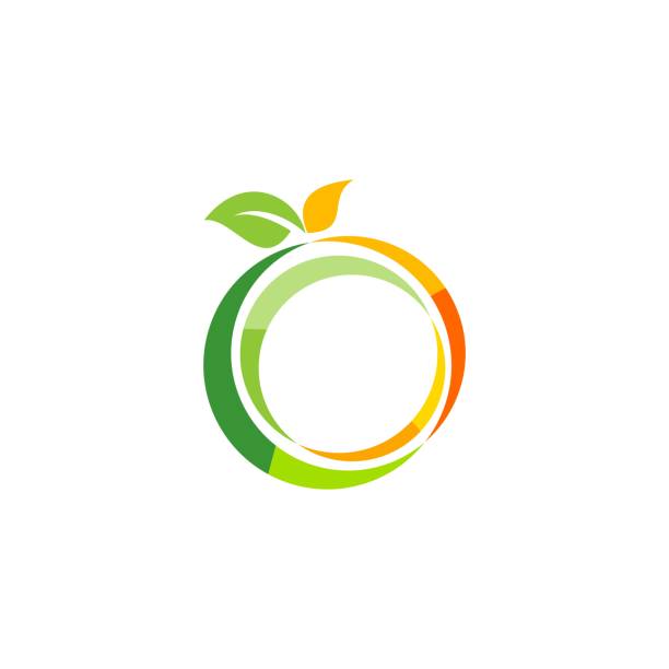 illustration frisches frucht-logo-symbol, ernährung apfel-obst-logo-symbol vektordesign - healthy eating green drink non alcoholic beverage stock-grafiken, -clipart, -cartoons und -symbole