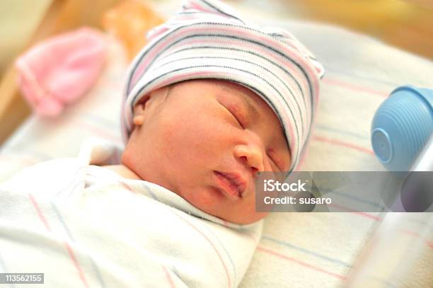 Newborn Girl Sleeping Stock Photo - Download Image Now - 0-11 Months, Aspirations, Babies Only