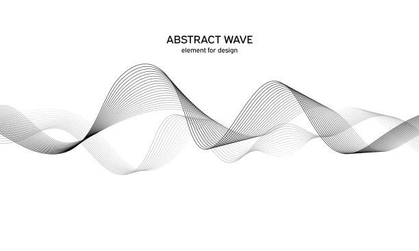 abstrakcyjny element fali do projektowania. cyfrowy korektor ścieżki częstotliwości. stylizowane tło grafiki liniowej. ilustracja wektorowa. fala z liniami utworzonymi za pomocą narzędzia mieszania. zakrzywiona falista linia, gładki pasek. - construction frame audio stock illustrations
