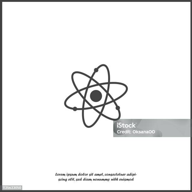 Atom Icon On White Isolated Background Stock Illustration - Download Image Now - Earth's Core, Atom, Biochemistry