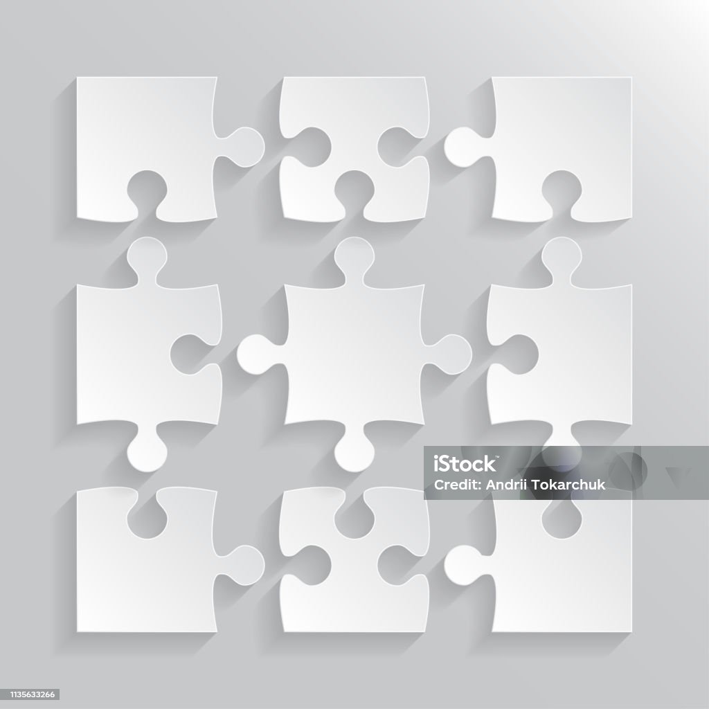 Vetores de Puzzle Jigsaw 9 Peças Separadas Brancas Detalhes Telhas Peças  Detalhe Do Grupo De Jogos e mais imagens de Abstrato - iStock