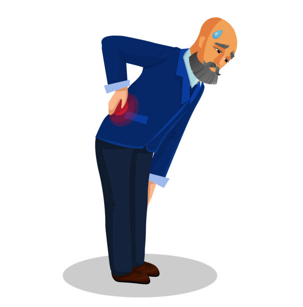 Old Man Suffering From Back Pain Flat Illustration Stock Illustration -  Download Image Now - Backache, Cartoon, Men - iStock