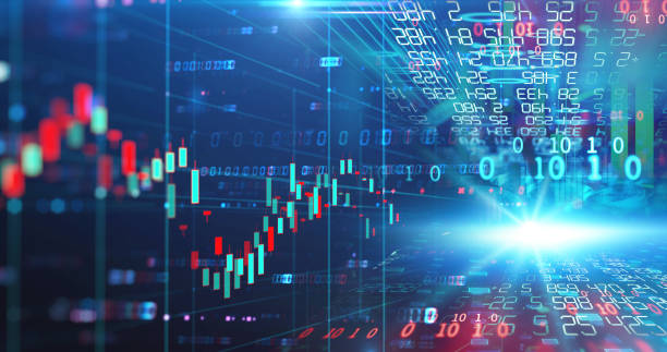 istock stock market investment graph with indicator and volume data. 1135648515