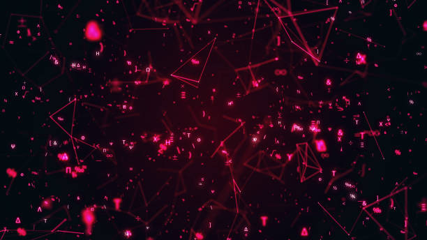 istock Digital futuristic illustration with math, physics symbols and mesh network grid 1135650106