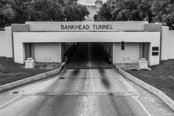 Black and White vintage look on Bankhead tunnel in Mobile, AL, USA