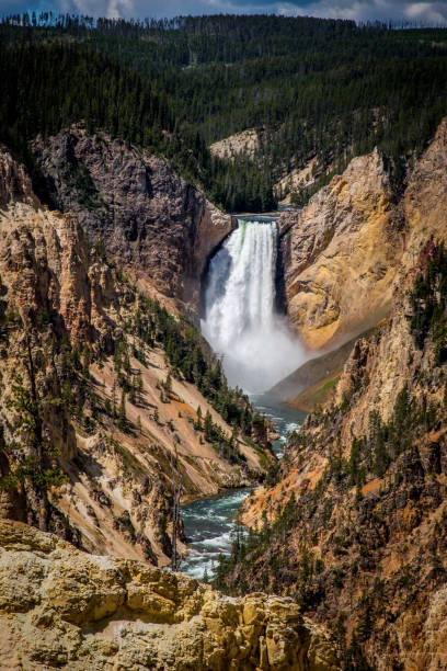 Scenic views of picturesque Lower Falls in summer