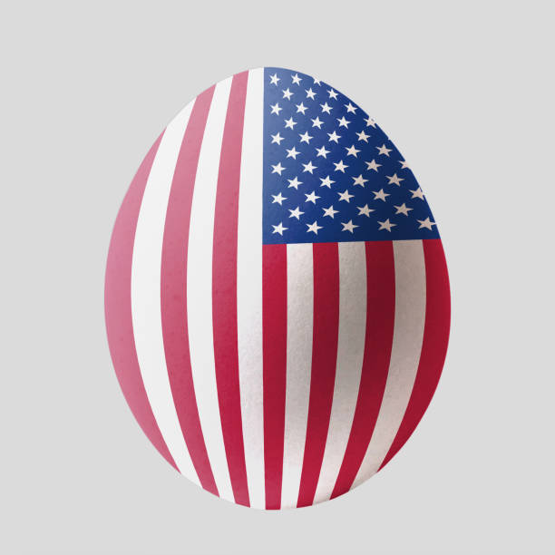 istock Egg on a gray background painted in the American flag. 1135668151