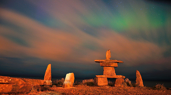 An inukshuk in Churchill, MB, Canada