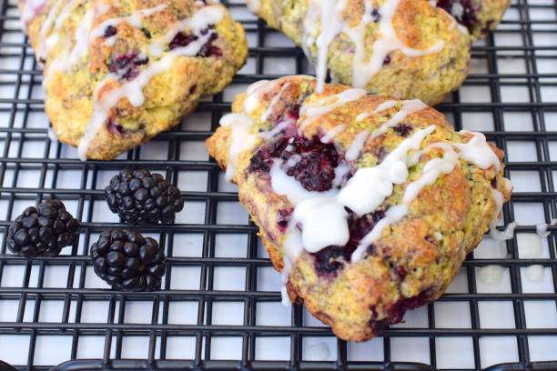 istock Blackberry lime scones with glaze sugar and lime zest 1135669809
