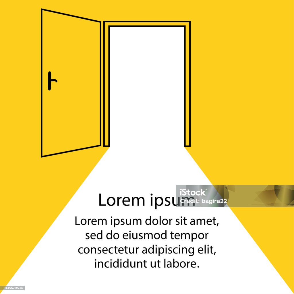 Open door,yellow background,cartoon Open door,yellow background,cartoon stock vector illustration Door stock vector
