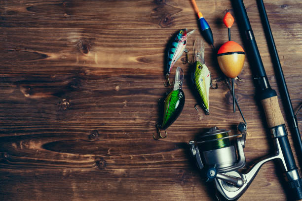 istock Fishing tackle background. Fishing design elements. 1135674345