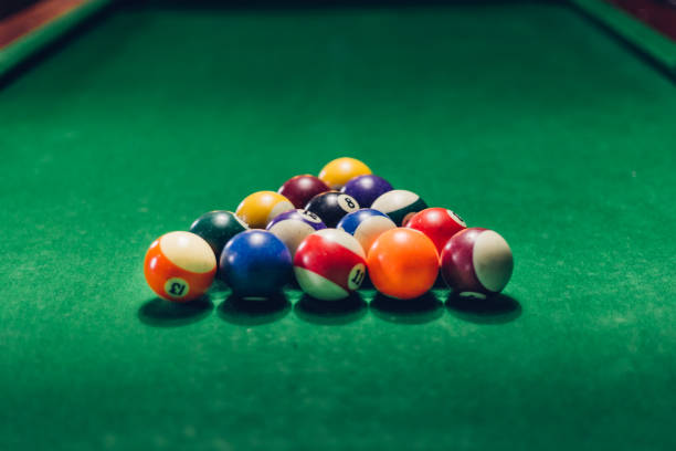 istock Close up of group of billiard ball is triangle shape. 1135676089