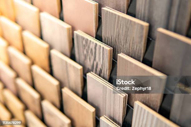 Sample Of Wood Chipboard Wooden Laminate Veneer Material For Interior Architecture And Construction Or Furniture Finishing Design Concept Stock Photo - Download Image Now