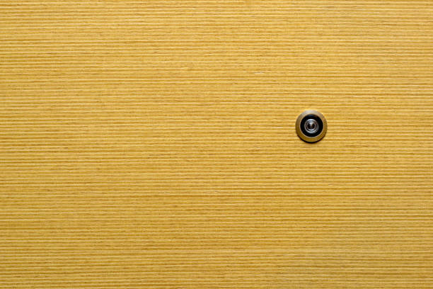 View through the peephole on the landing. Sharpness on the stair step.