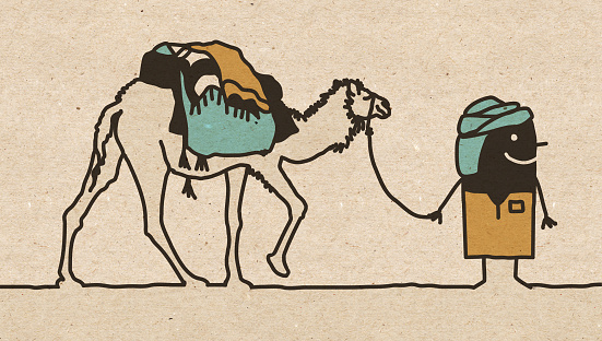 Ilustración de Negro De Dibujos Animados Nómada Con Camel y más Vectores  Libres de Derechos de Adulto - Adulto, Afrodescendiente, Andar - iStock
