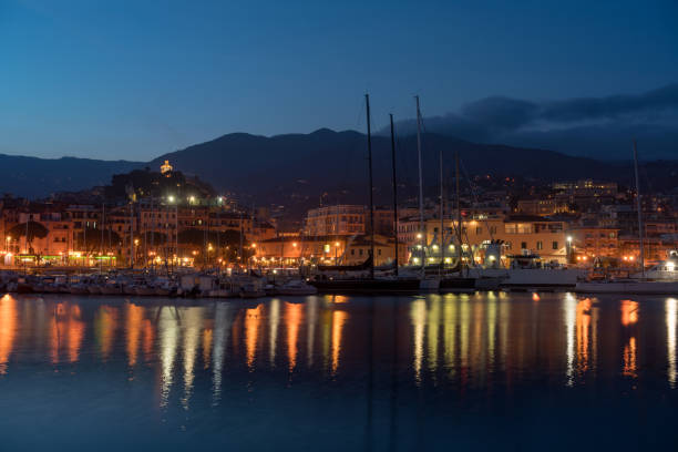 Italian Riviera, Sanremo by night Sanremo by night. Liguria region, Italy san remo italy photos stock pictures, royalty-free photos & images