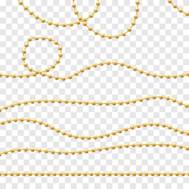 zestaw koralików wektorowych. łańcuszek dekoracyjny - glass jewelry necklace bead stock illustrations