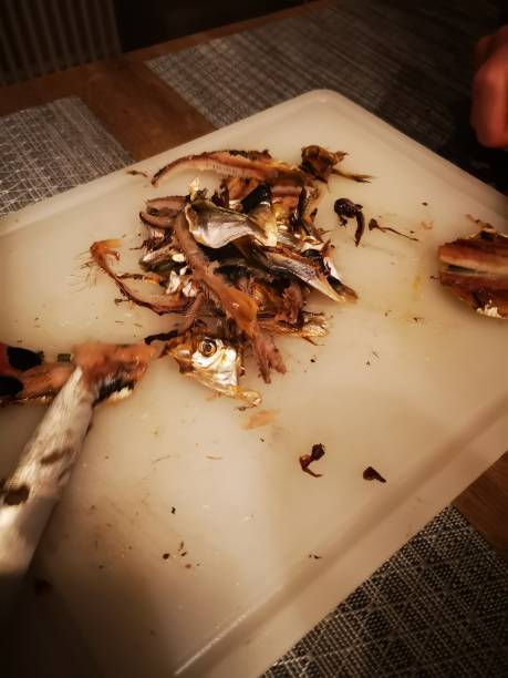 istock filleting smoked sprat, smoked whitebait 1135684303