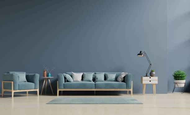 istock Living room with sofa, shelf and plants 1135685177