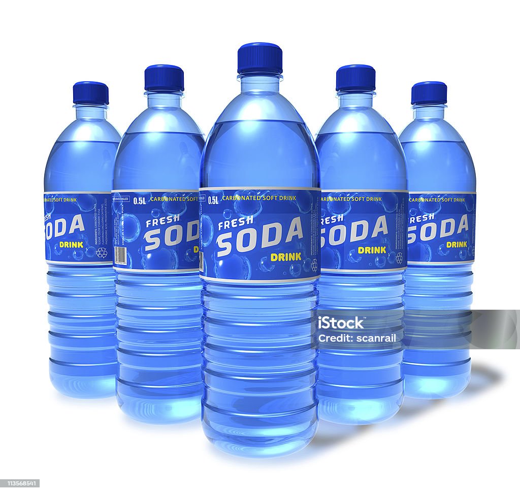 Set di soda bevande in bottiglie di plastica - Foto stock royalty-free di Bottiglia d'acqua