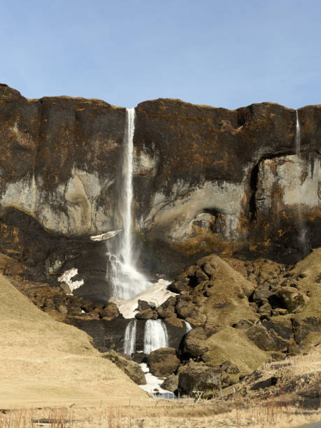 FOSS a SIDU cascada en invierno, sur de Islandia - foto de stock