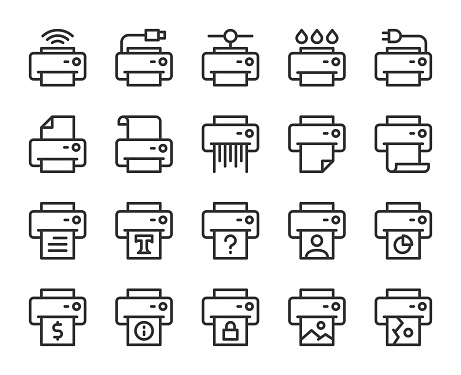 Printer Line Icons Vector EPS File.