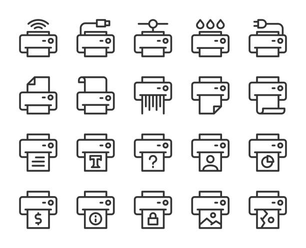 Printer - Line Icons Printer Line Icons Vector EPS File. printout stock illustrations