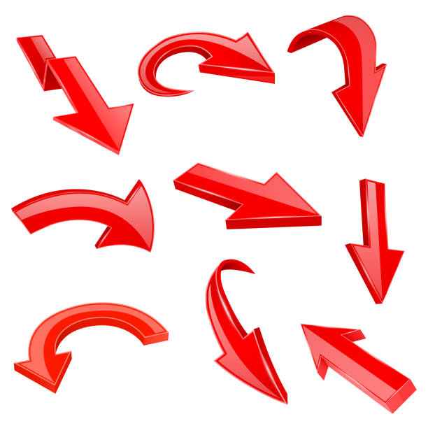 istock Red 3d shiny arrows. Set of bent icons 1135692185