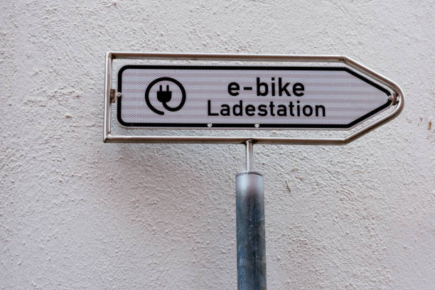 german sign for e- bike charging stock photo