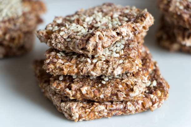 istock Vegan cookies from wheat and raisins on plate. Top angle view. 1135697791