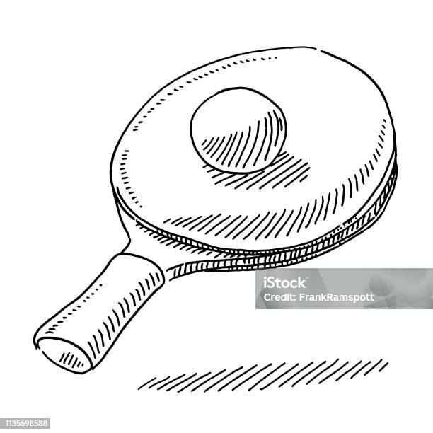 Table Tennis Racket And Ball Drawing Stock Illustration - Download Image Now - Table Tennis, Drawing - Art Product, Table Tennis Racket