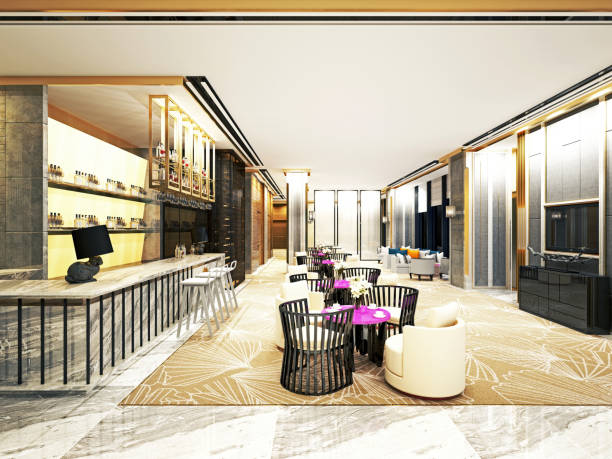 istock 3d render of luxury hotel lobby and reception 1135700601