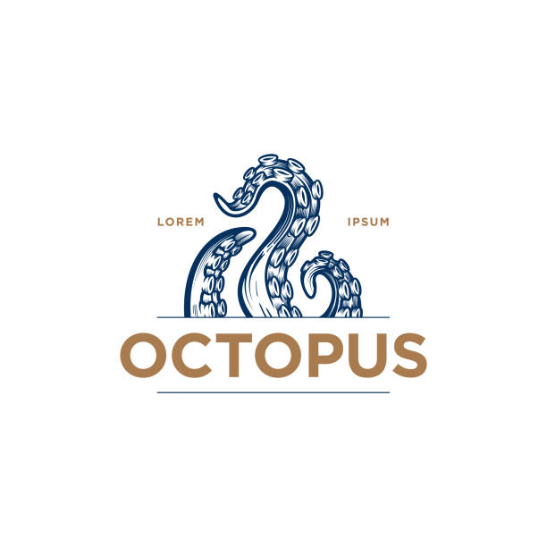 ilustraciones, imágenes clip art, dibujos animados e iconos de stock de diseño de tentáculos "octopus". - octopus tentacle tentacle sucker animal